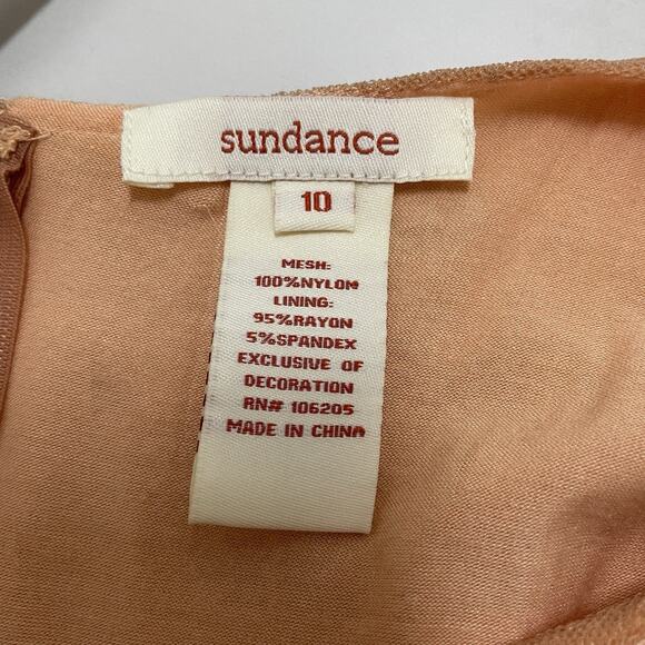 Sundance Tender Moments Dress Size 10 Peach Mesh Embroidered Flowers Sleeveless - Picture 8 of 10